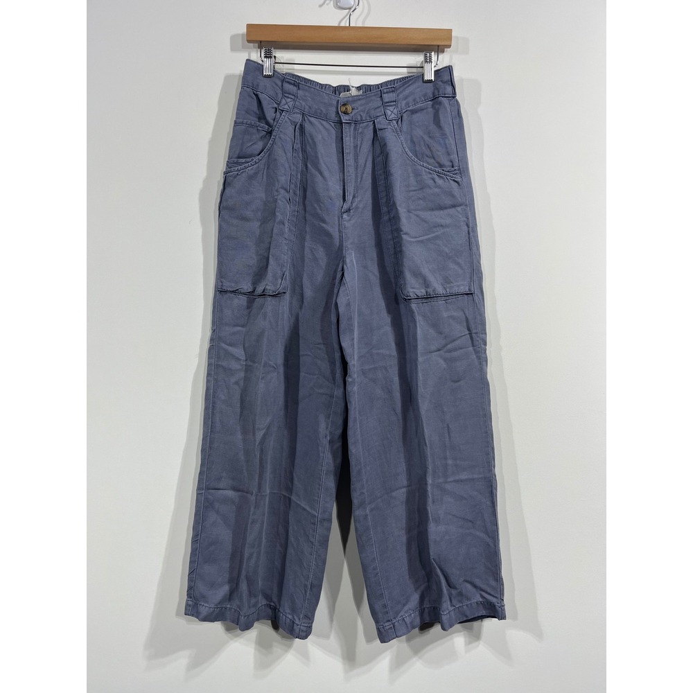 Joie Coastal Linen Blend Wide Leg Crop Pants Womens 8 Nautical Resort Minimalist
